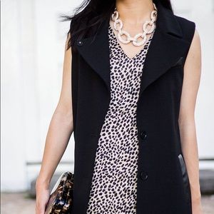 Ann Taylor collared vest with faux leather trim